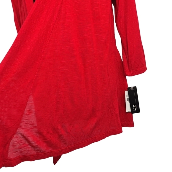 AGB Women's Red Open Front 3/4 Sleeve Top Blouse Size L NWT - Picture 5 of 9